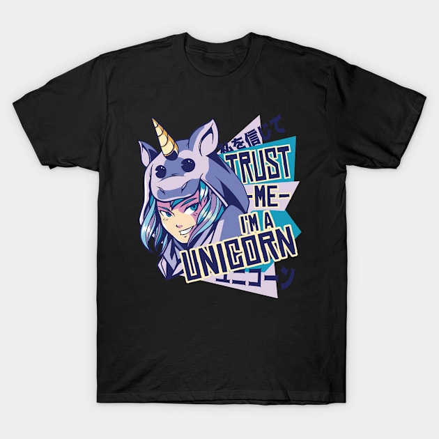 Unicorn Anime Girl T-Shirt by gdimido